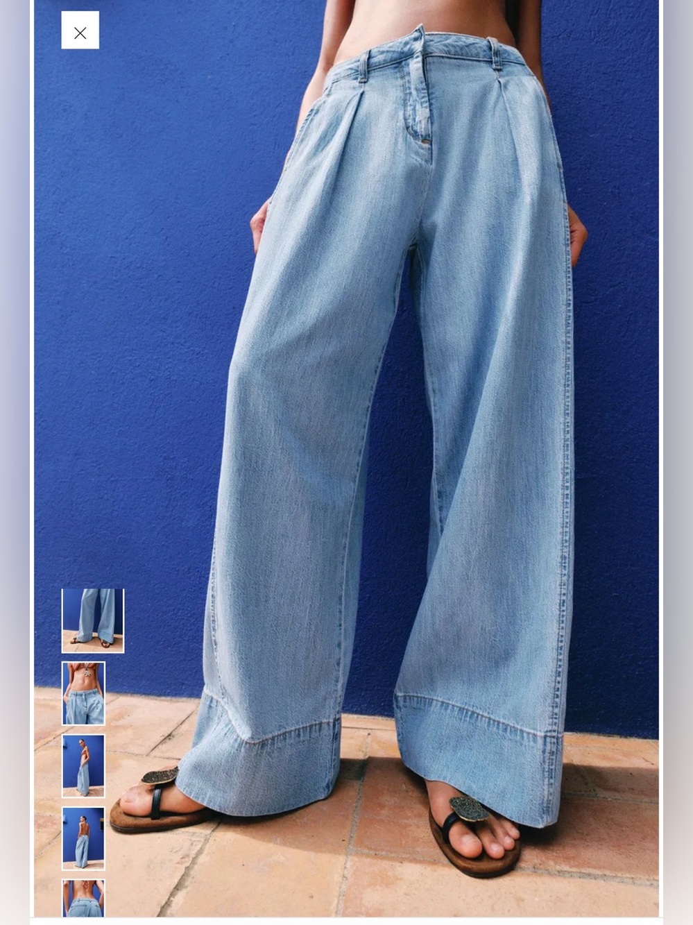 Z1975 High Waisted Wide Leg Jeans with darts - Light Blue